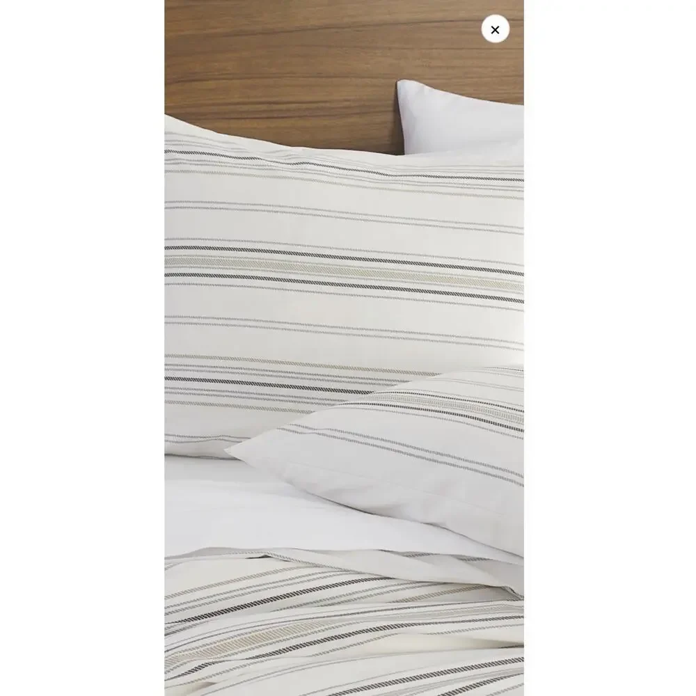 Simply-Put 100% Cotton Duvet 3 Pce. Cover Set Full/Queen Ticking Stripe Greige